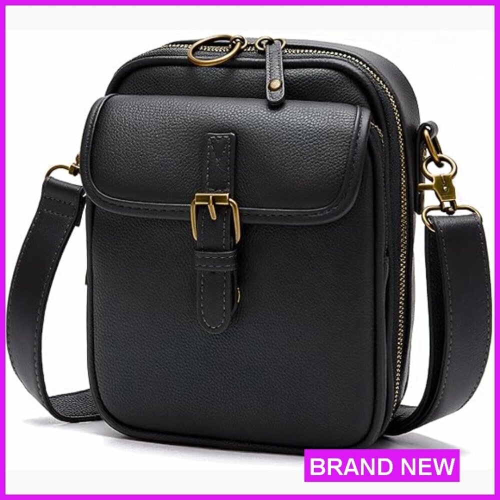 Vegan Leather Crossbody Messenger Bag Vintage Anti-Theft Adjustable Strap